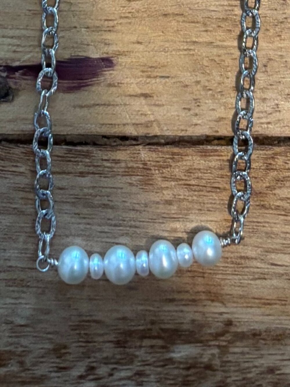 Silver Chain Necklace w/ Freshwater Pearl Accent - 19in - Mixed Metal